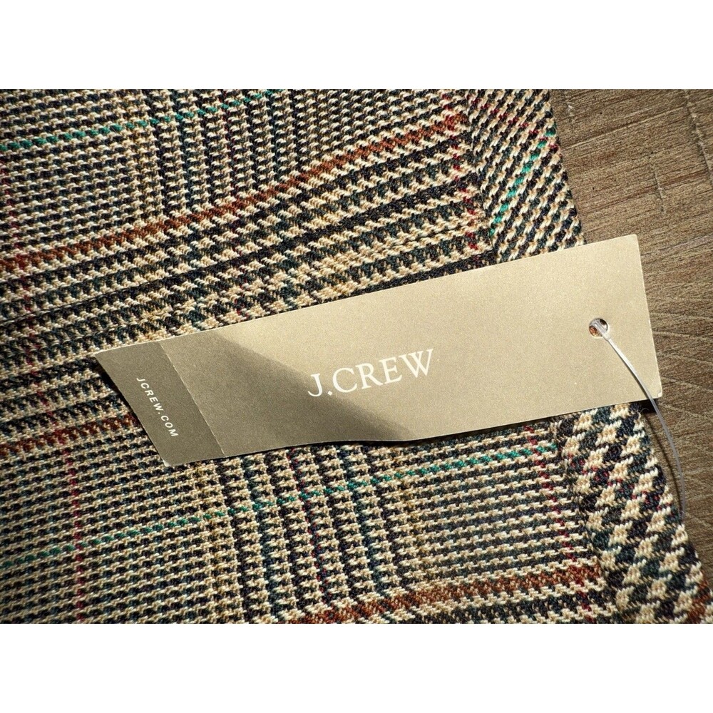 NWT J. Crew Classic Ruffle Trim Glen Plaid 100% Wool Midi Skirt Chic Size 8 NEW - Picture 7 of 16